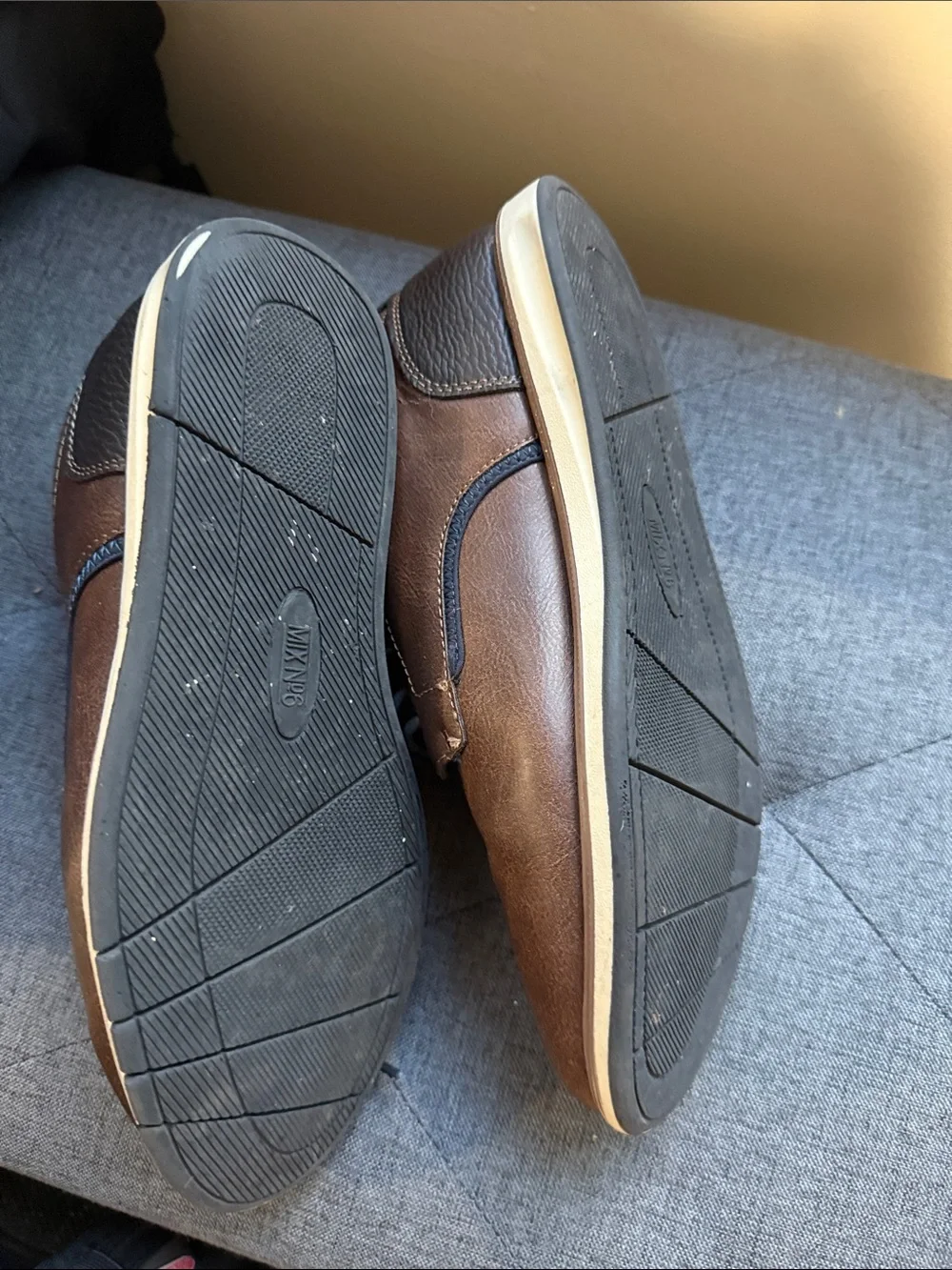 Mix No. 6 Brown Leather Lace-Up Oxfords with Navy Accents